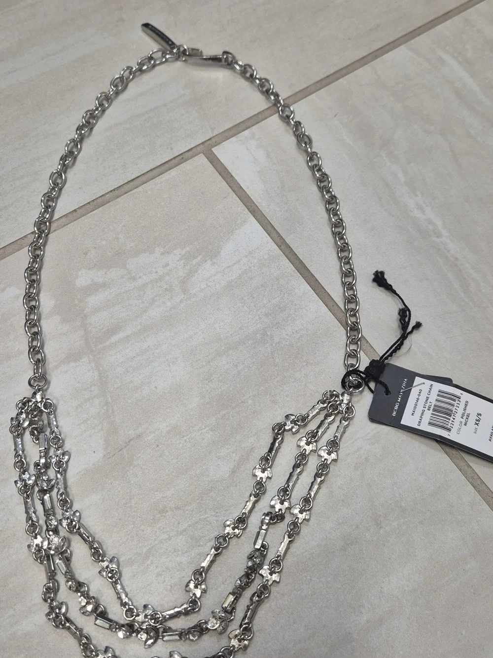 BCBGMaxAzria Silver Multi-Strand Floral Link Necklace
